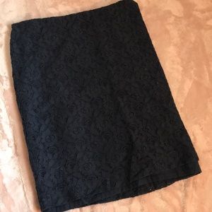 Navy lace pencil skirt